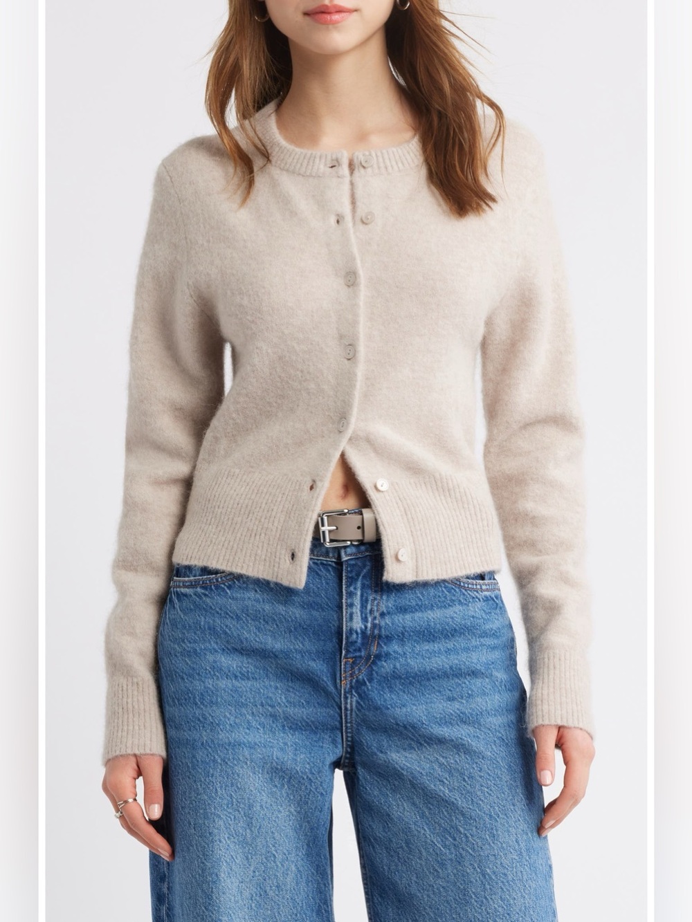 Alpaca & Wool Blend Women’s Oatmeal Cream Button-Up Knit Cardigan Sweater Small
